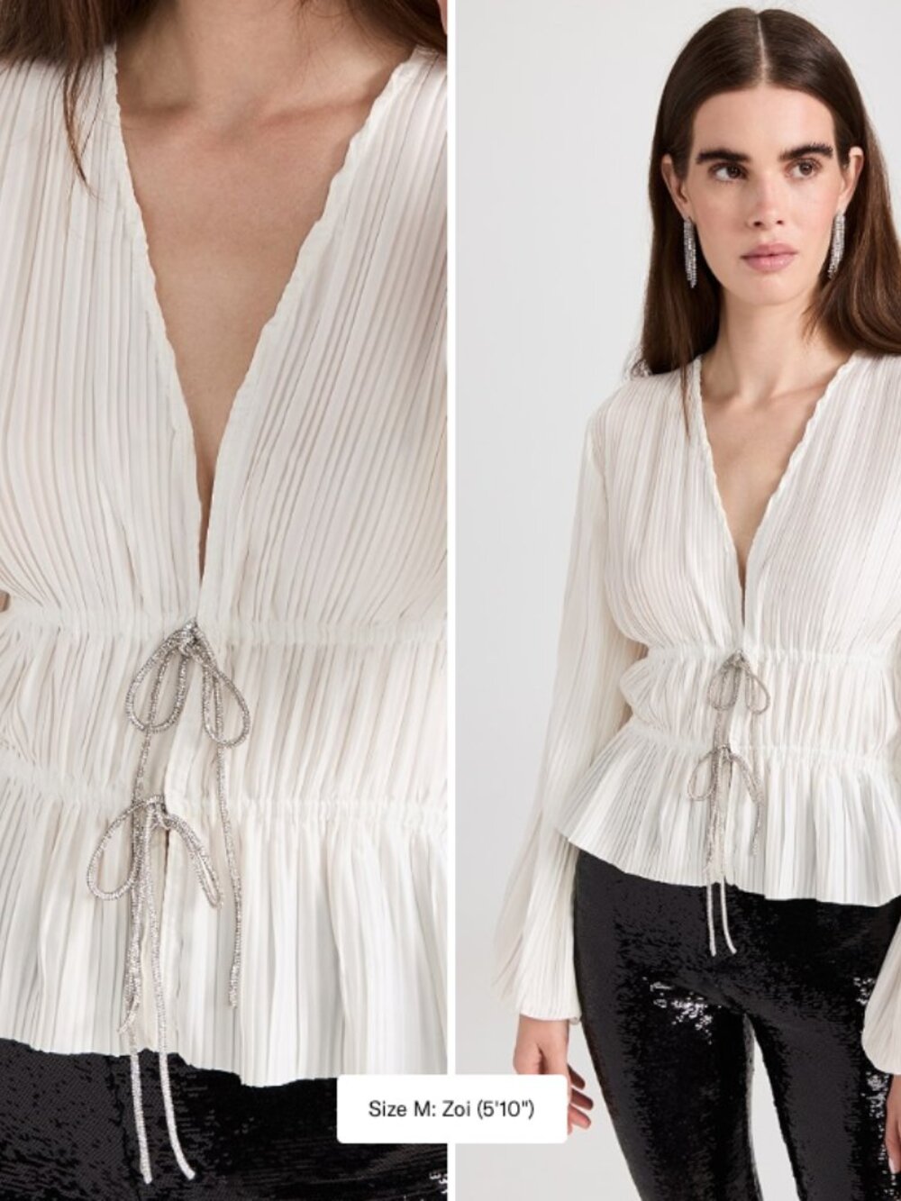NWOT WAYF Payton Tie-Front Blouse in Ivory - Size S